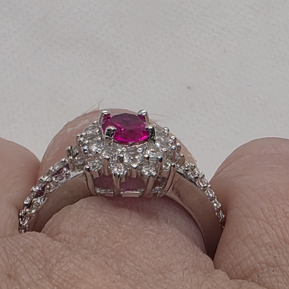 Nwot Exquisite Designer Signed Ruby And Topaz Hal… - image 6